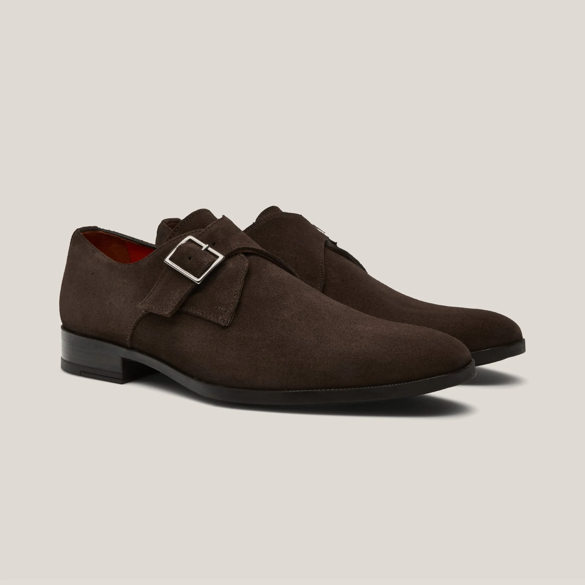 NY24 Dark Brown Suede Single Monk Shoes