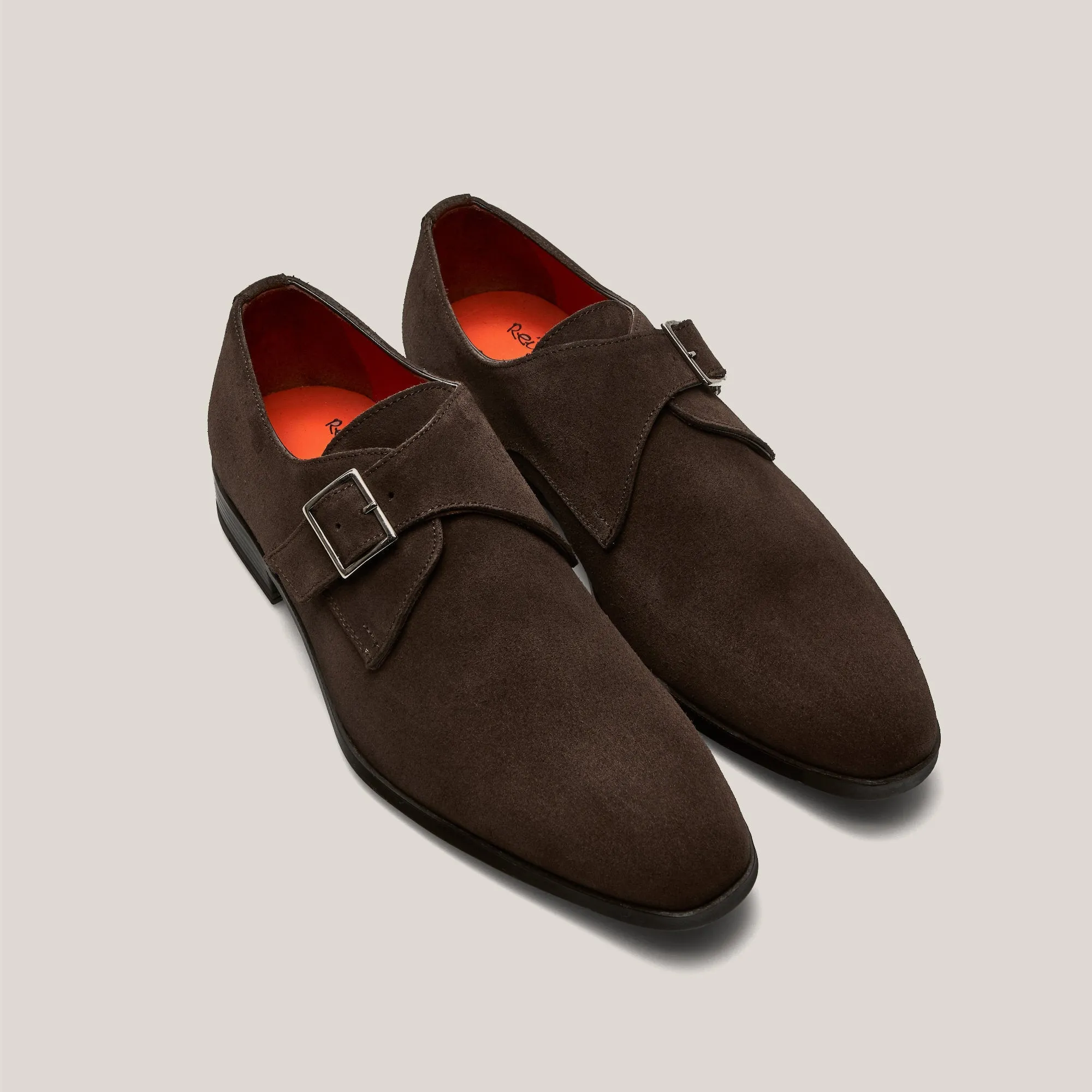 NY24 Dark Brown Suede Single Monk Shoes