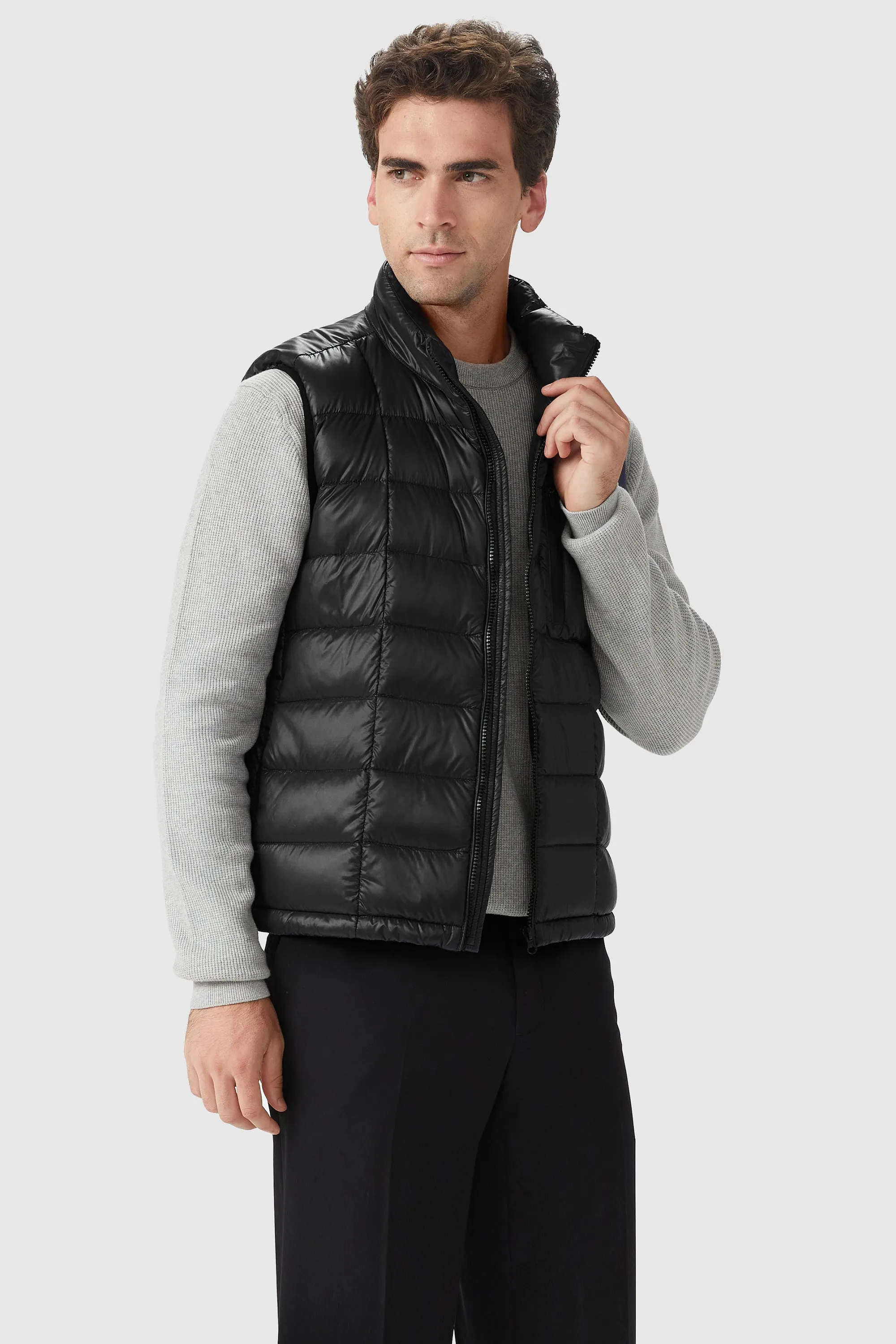 Packable Winter Vest with Stand Collar