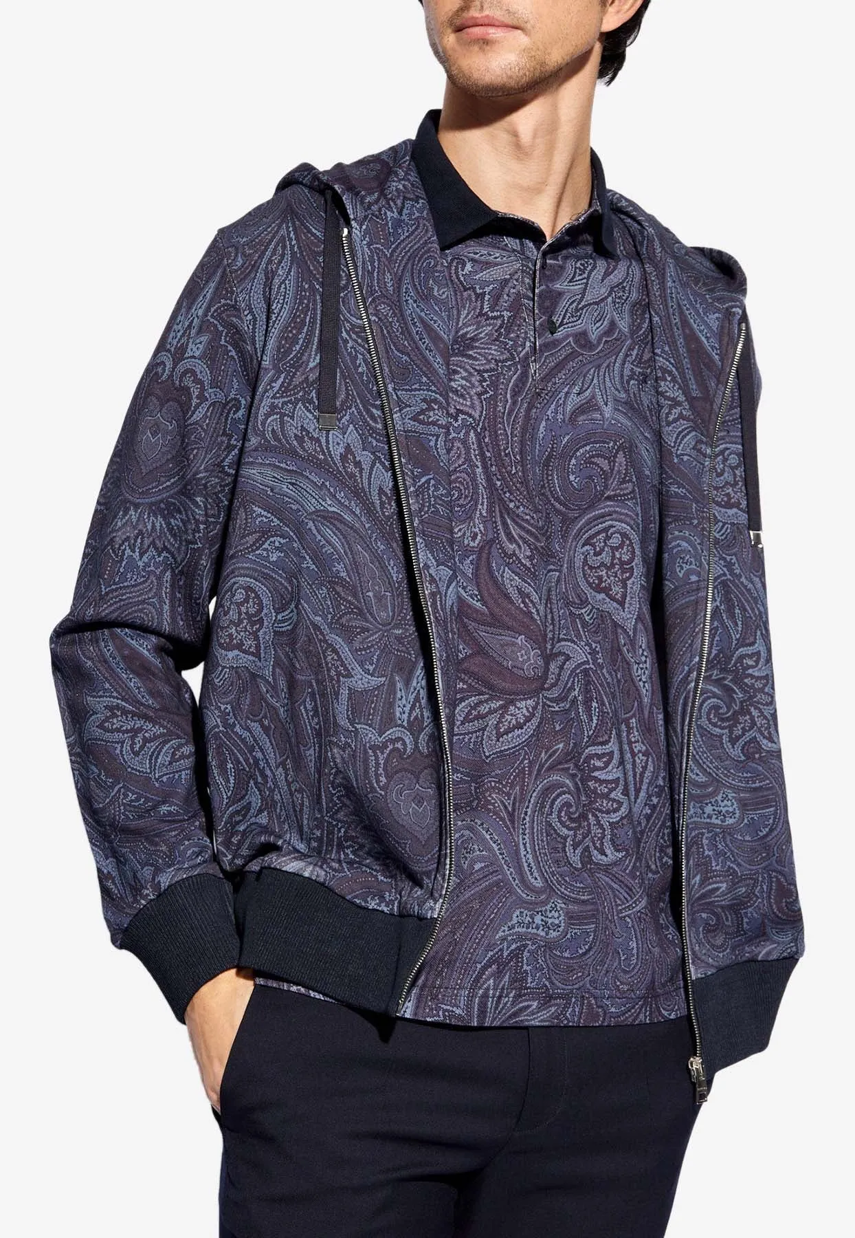 Paisley Print Zip-Up Hoodie