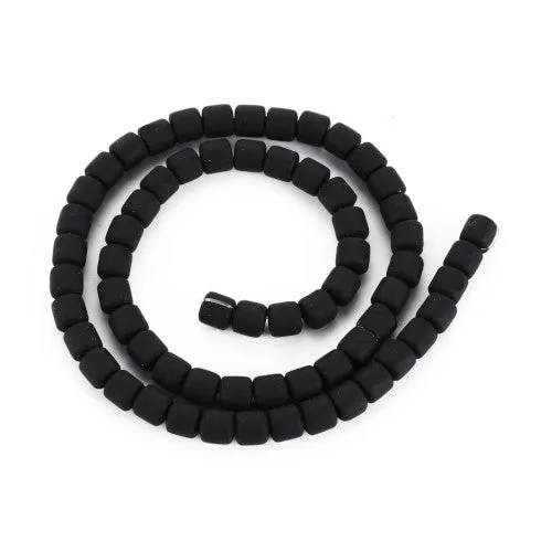 Polymer Clay Beads, Column, Black, 6.5mm