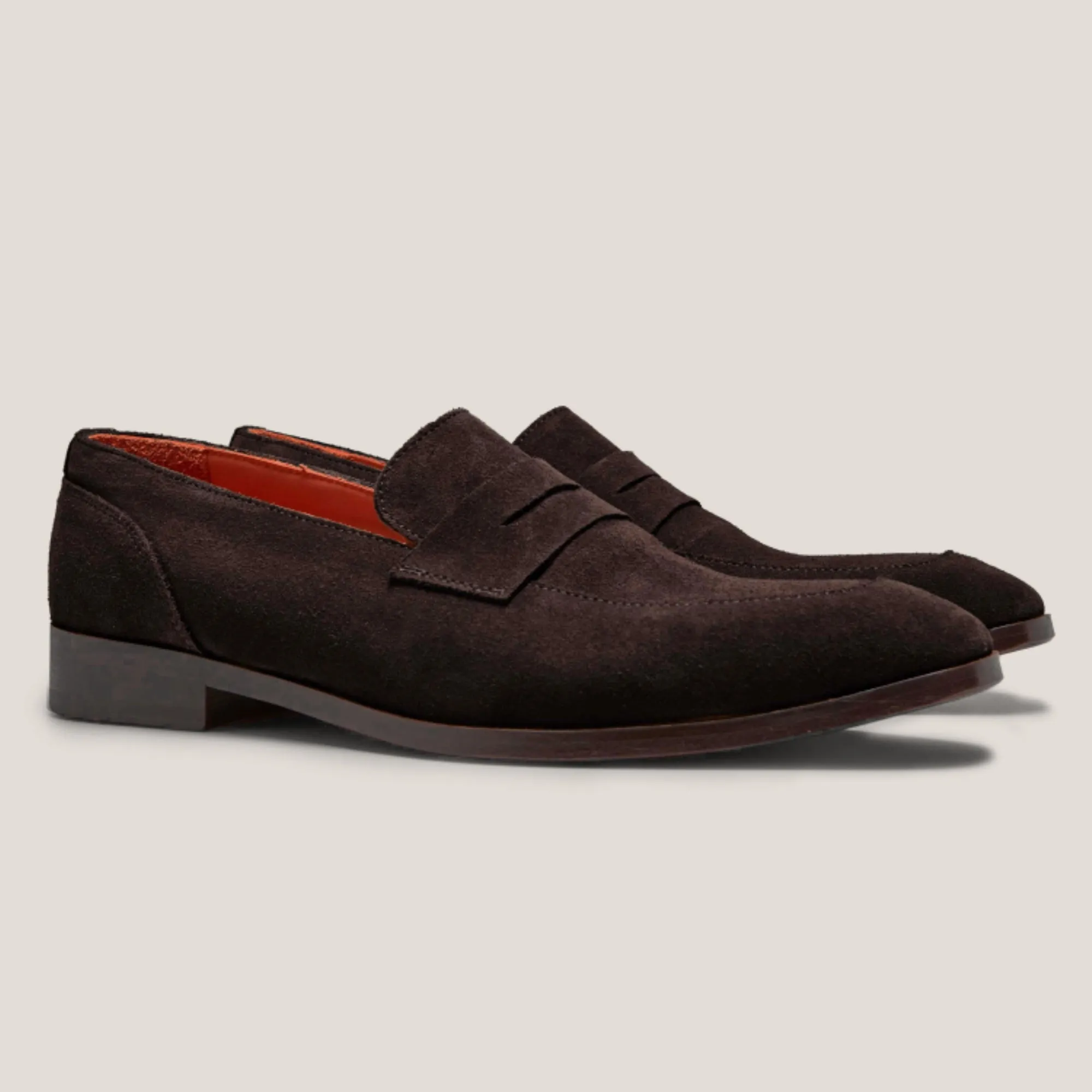 Porto Dark Brown Suede Penny Loafers