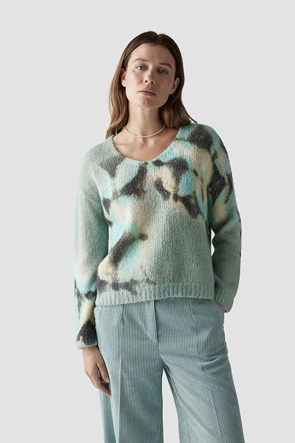 Rabe & LecomteMULTICOLOR V-NECK FINE KNIT SWEATER