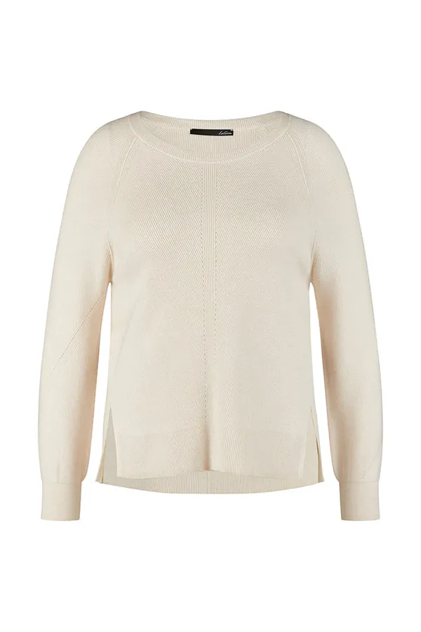 Rabe & LecomteWHITE LONG-SLEEVE SIDE SLITS SWEATER