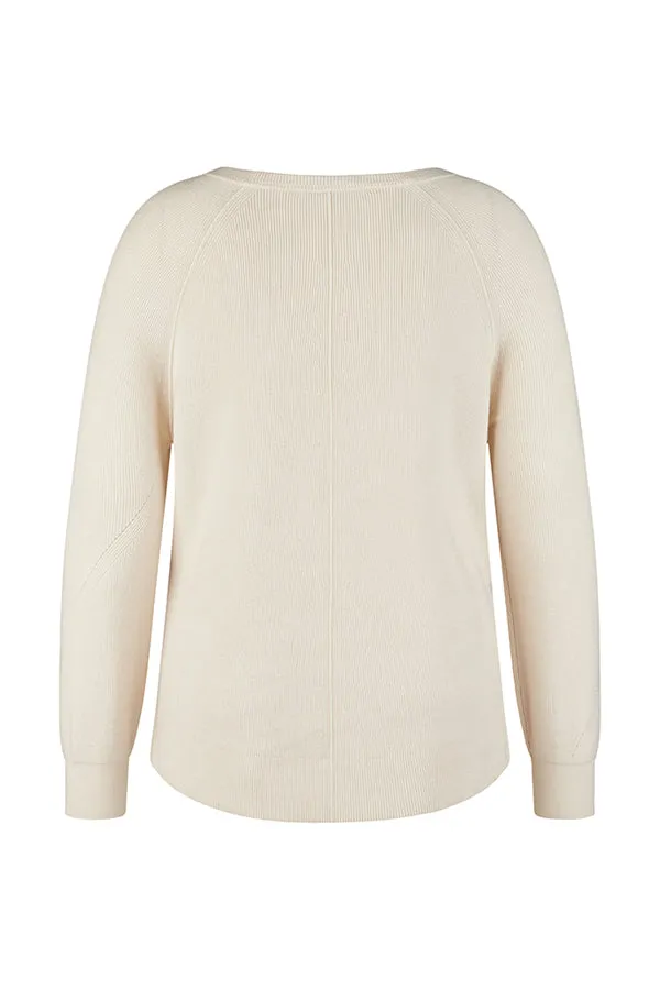 Rabe & LecomteWHITE LONG-SLEEVE SIDE SLITS SWEATER