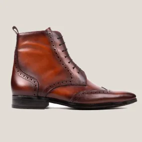 Ravenna Cognac Brown Leather Balmoral Boots