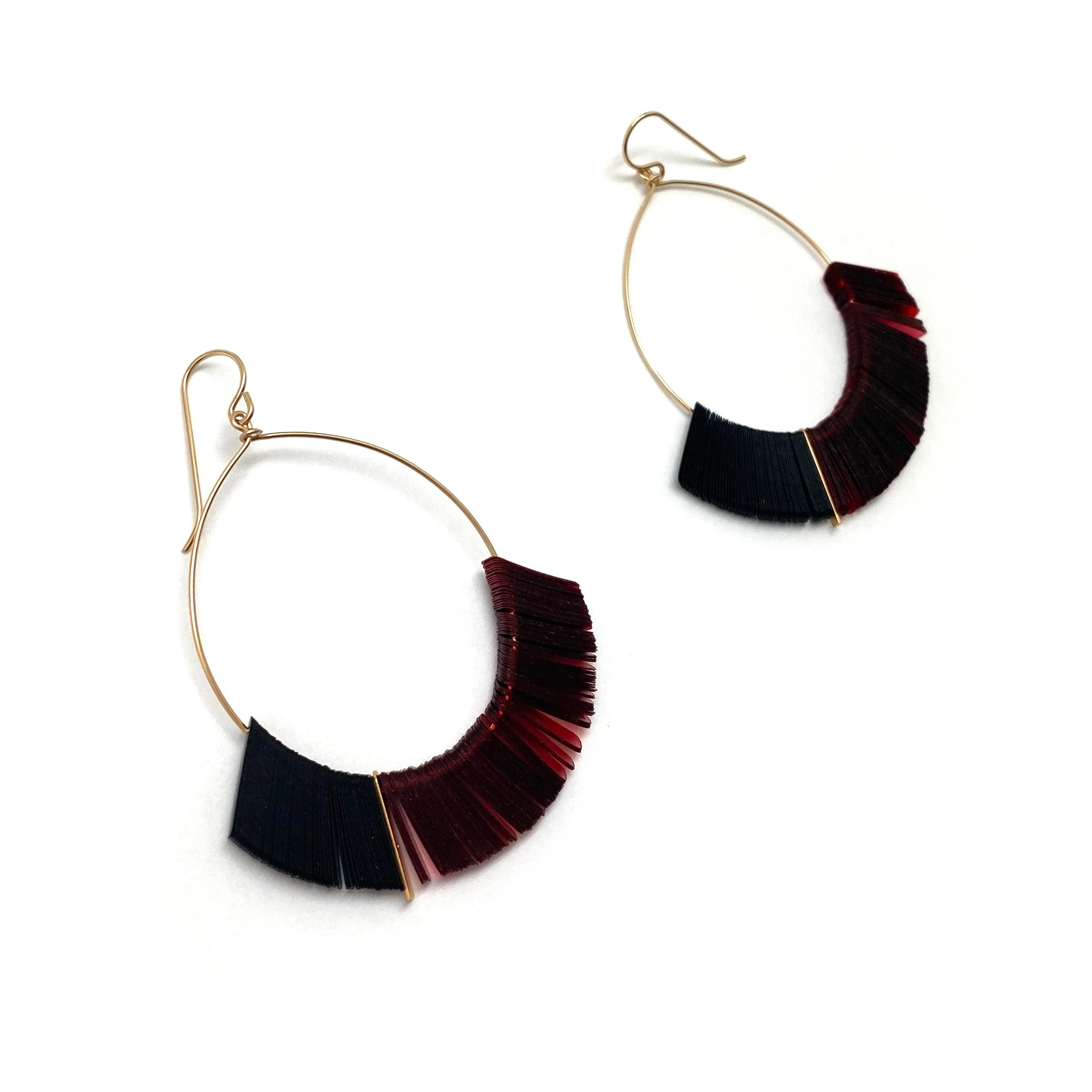 Red and Black Tassel Sequin Earrings