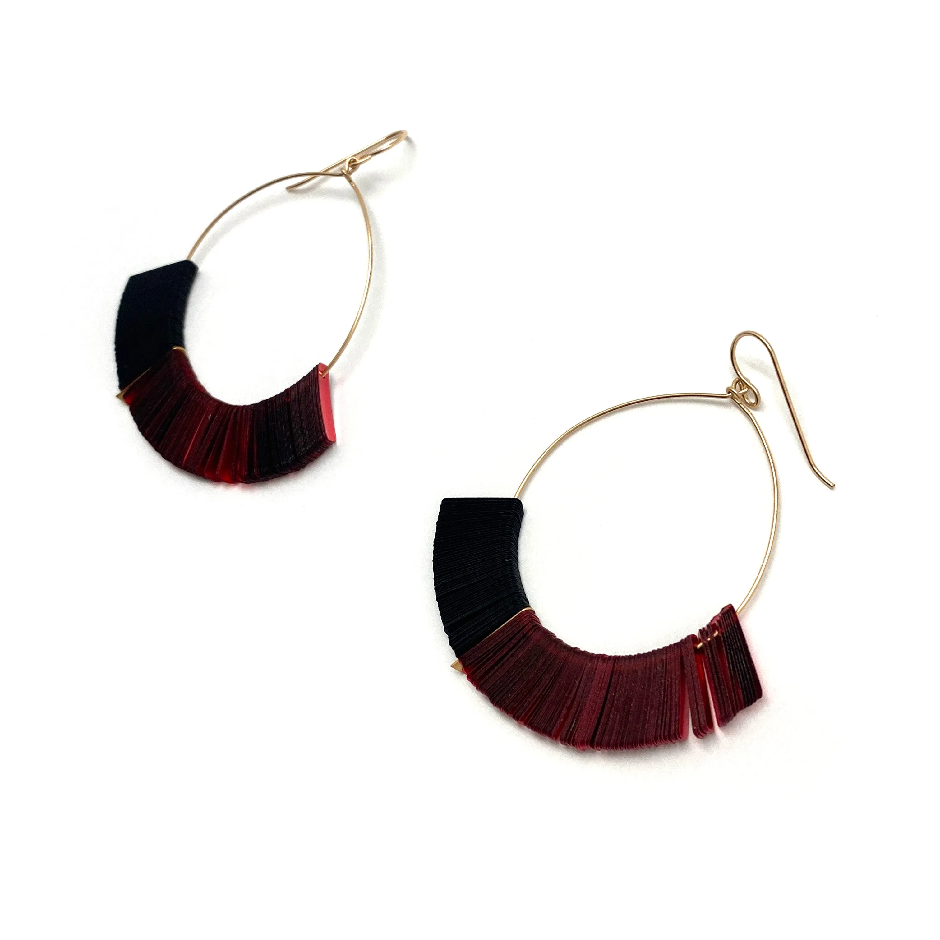 Red and Black Tassel Sequin Earrings