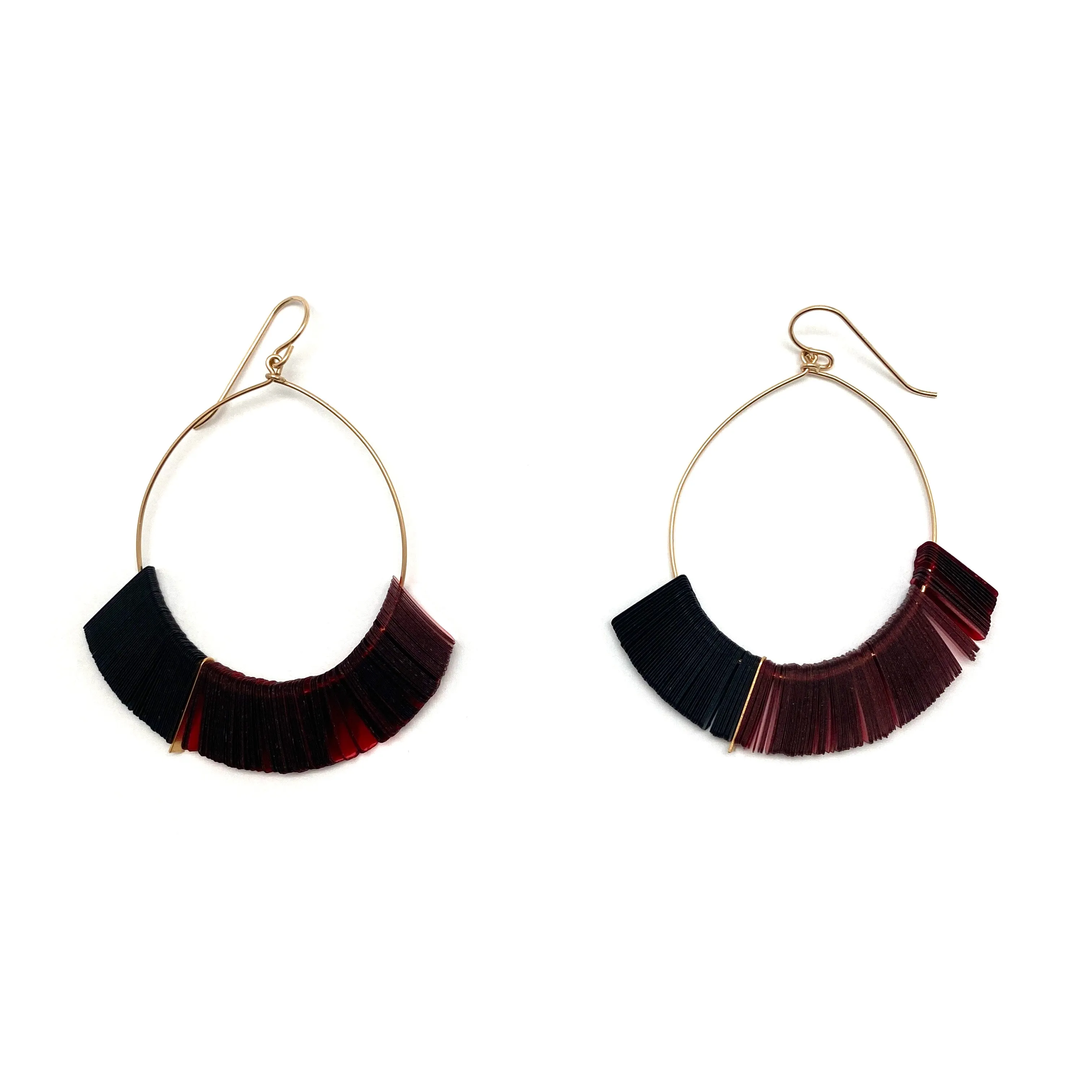 Red and Black Tassel Sequin Earrings