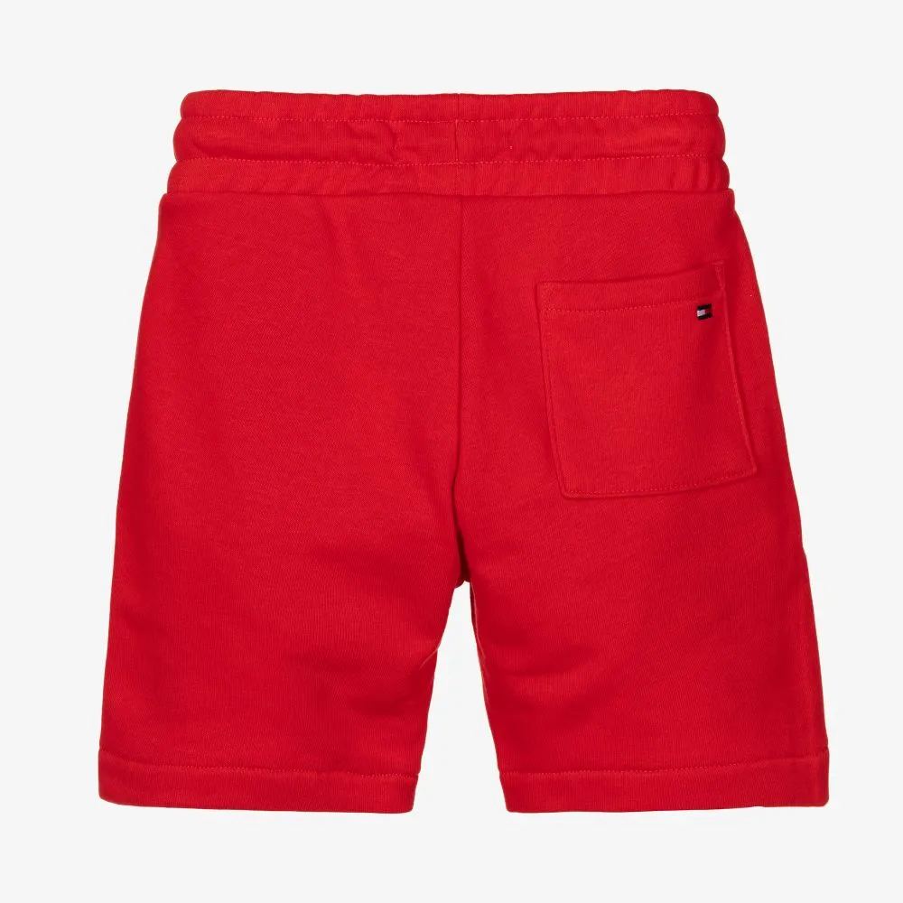 Red Cotton Logo Shorts