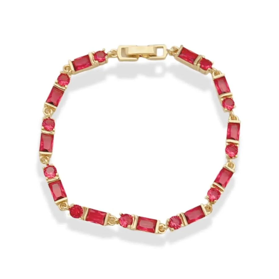 Red cz squares bracelet 18k of gold plated