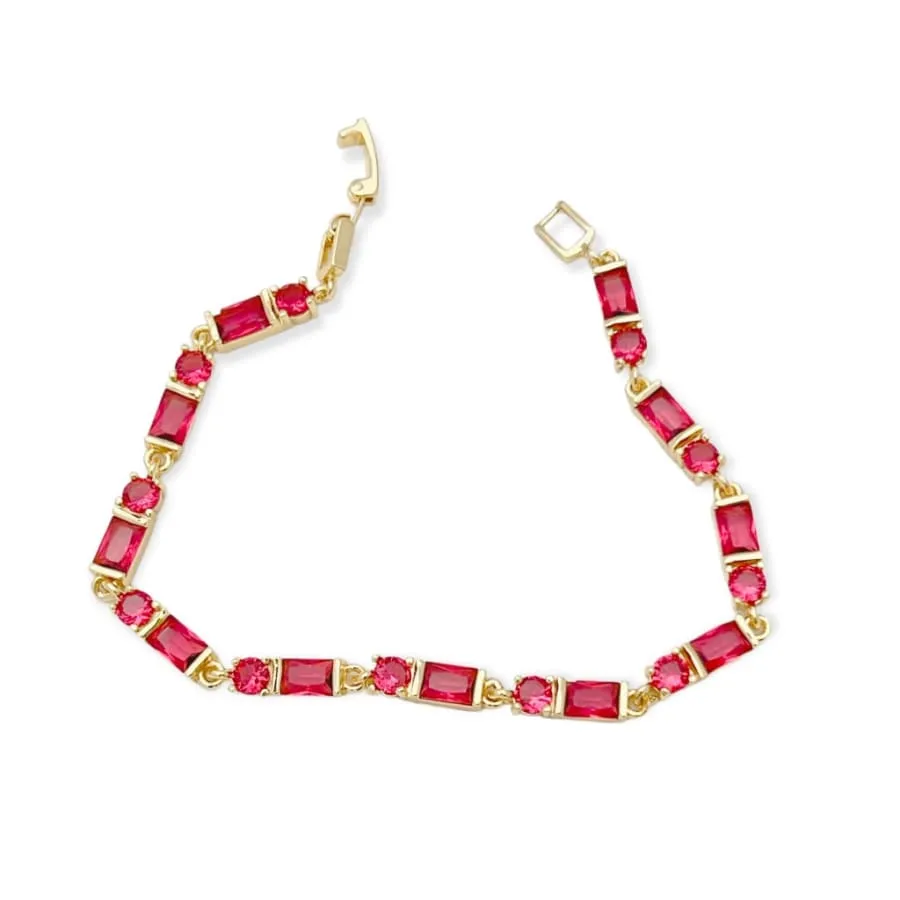 Red cz squares bracelet 18k of gold plated