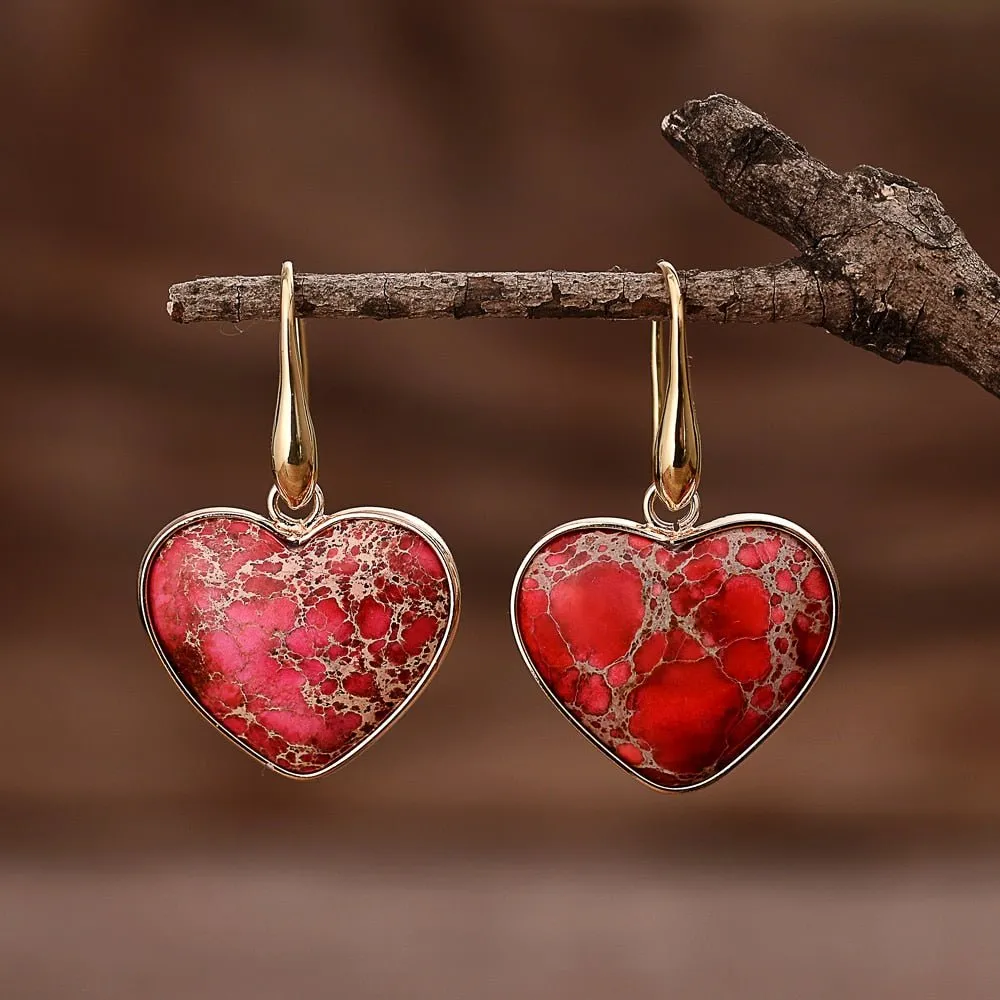 Red Heart Jasper Drop Earrings