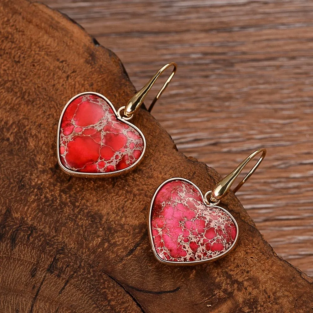 Red Heart Jasper Drop Earrings