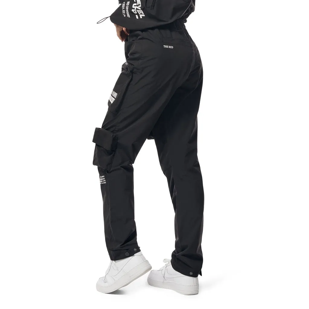 Relaxed Slouched Windbreaker Cargo Pants - Black