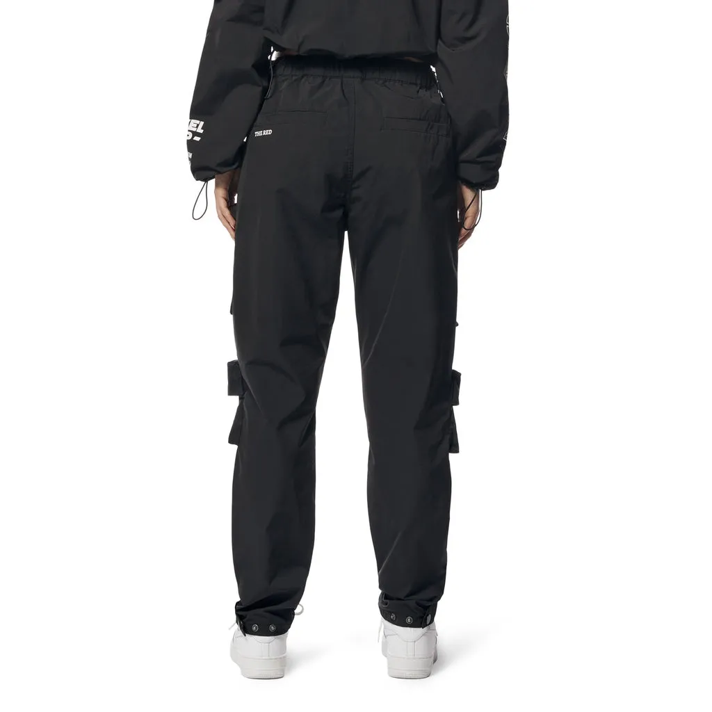 Relaxed Slouched Windbreaker Cargo Pants - Black