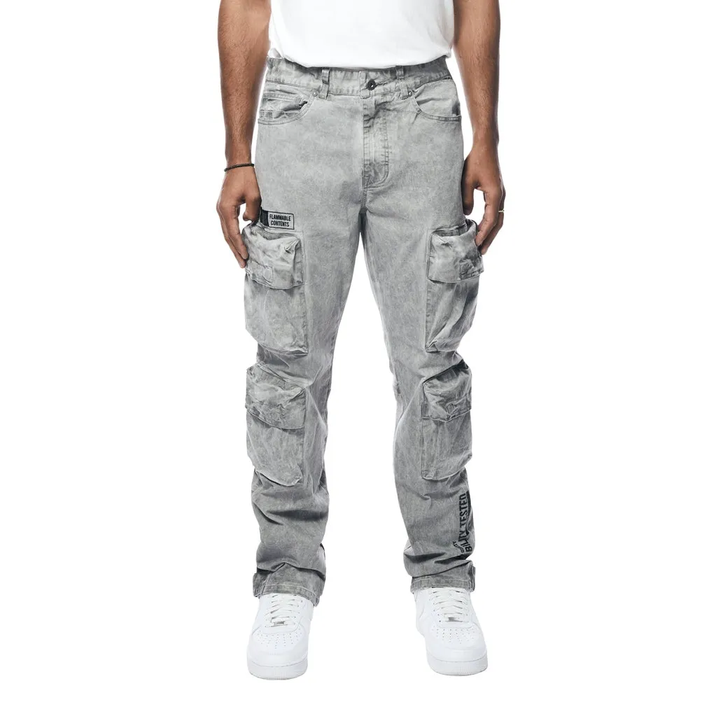 Relaxed Utility Pigment Dyed Twill Cargo Pants - Light Grey