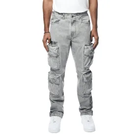 Relaxed Utility Pigment Dyed Twill Cargo Pants - Light Grey