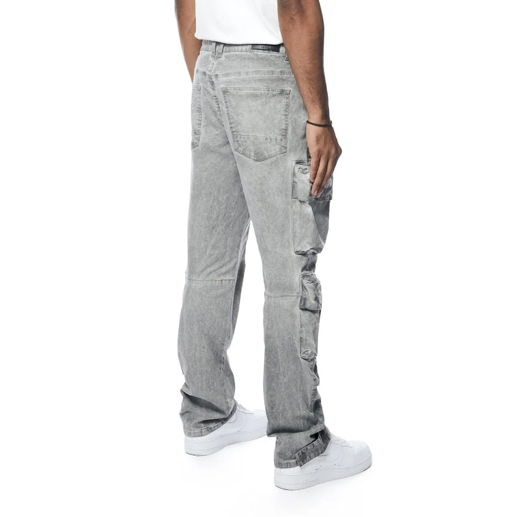 Relaxed Utility Pigment Dyed Twill Cargo Pants - Light Grey