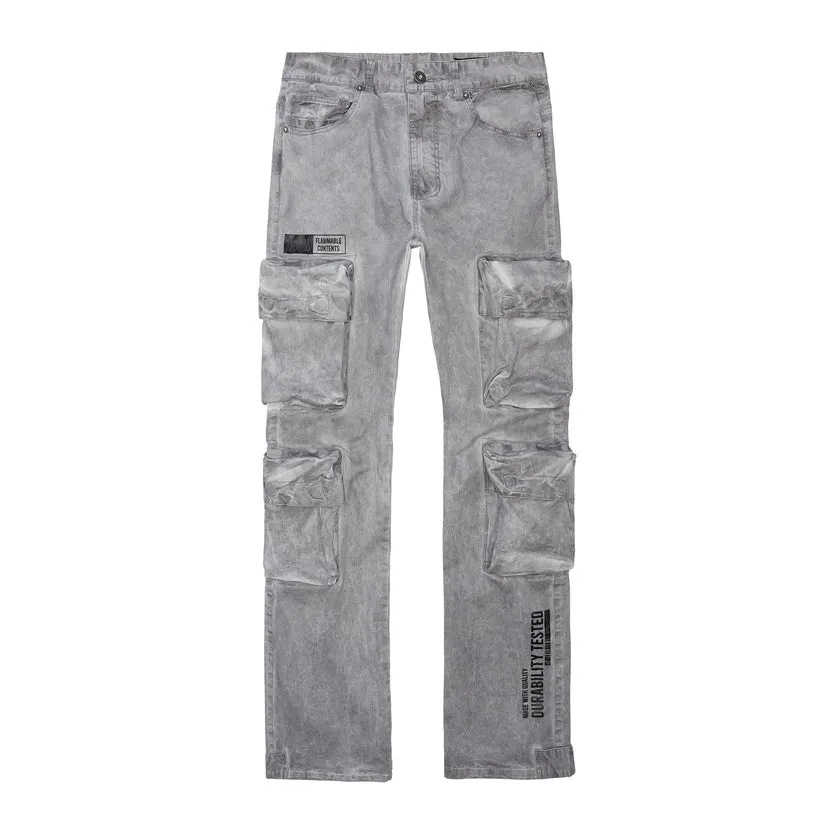 Relaxed Utility Pigment Dyed Twill Cargo Pants - Light Grey