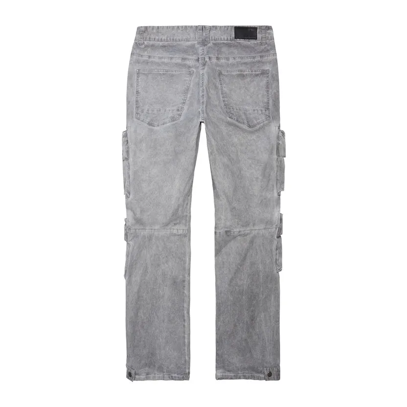 Relaxed Utility Pigment Dyed Twill Cargo Pants - Light Grey