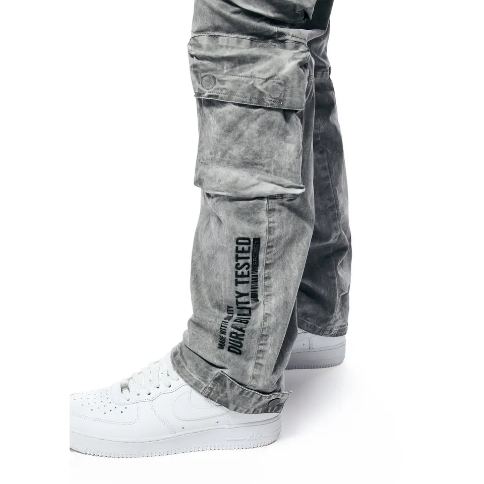 Relaxed Utility Pigment Dyed Twill Cargo Pants - Light Grey