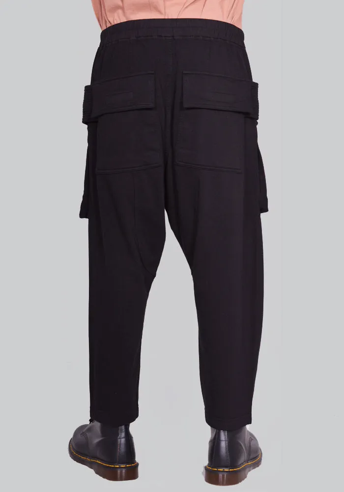 RICK OWENS DRKSHDW DU01D1371 RIG CREATCH CARGO CROPPED DRAWSTRING PANTS BLACK