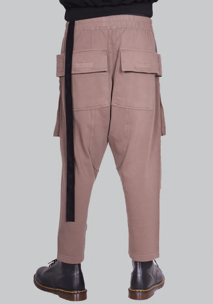 RICK OWENS DRKSHDW DU01D1371 RIG CREATCH CARGO CROPPED DRAWSTRING PANTS DUST