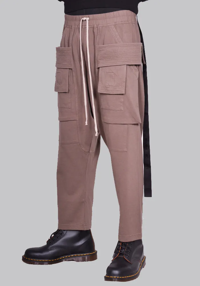 RICK OWENS DRKSHDW DU01D1371 RIG CREATCH CARGO CROPPED DRAWSTRING PANTS DUST