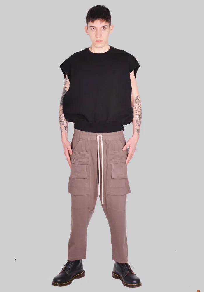 RICK OWENS DRKSHDW DU01D1371 RIG CREATCH CARGO CROPPED DRAWSTRING PANTS DUST