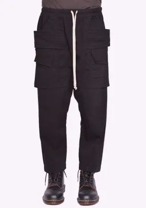 RICK OWENS DRKSHDW DU02D2371 TW CREATCH CARGO CROPPED PANTS BLACK (New Season FW24)