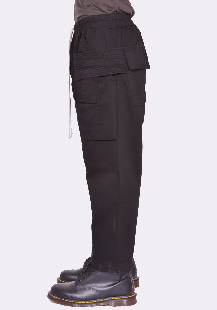 RICK OWENS DRKSHDW DU02D2371 TW CREATCH CARGO CROPPED PANTS BLACK (New Season FW24)