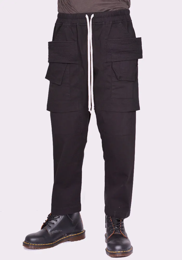 RICK OWENS DRKSHDW DU02D2371 TW CREATCH CARGO CROPPED PANTS BLACK (New Season FW24)