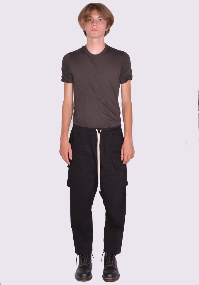 RICK OWENS DRKSHDW DU02D2371 TW CREATCH CARGO CROPPED PANTS BLACK (New Season FW24)