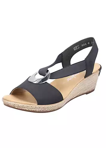 Rieker 624H6 Ladies Blue Elasticated Sandals | Grattan