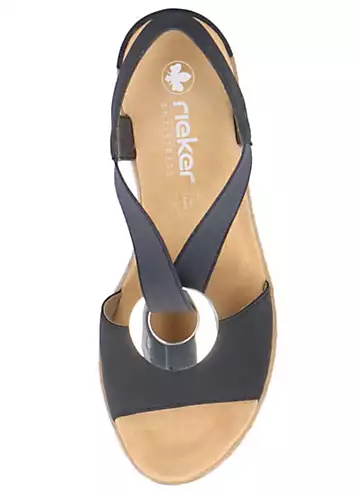 Rieker 624H6 Ladies Blue Elasticated Sandals | Grattan