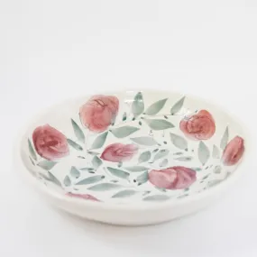 Shallow Bowl with Large Red Flowers