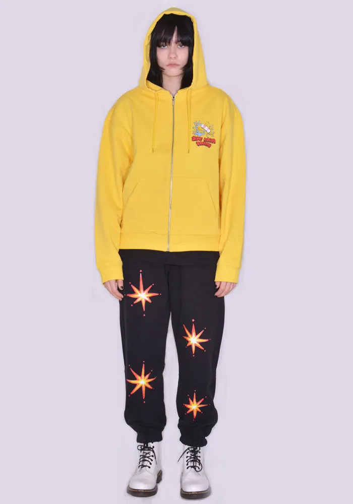 SKY HIGH FARM SHF03T023 SLIPPERY WHEN WET GRAPHIC ZIP SWEAT HOODIE YELLOW