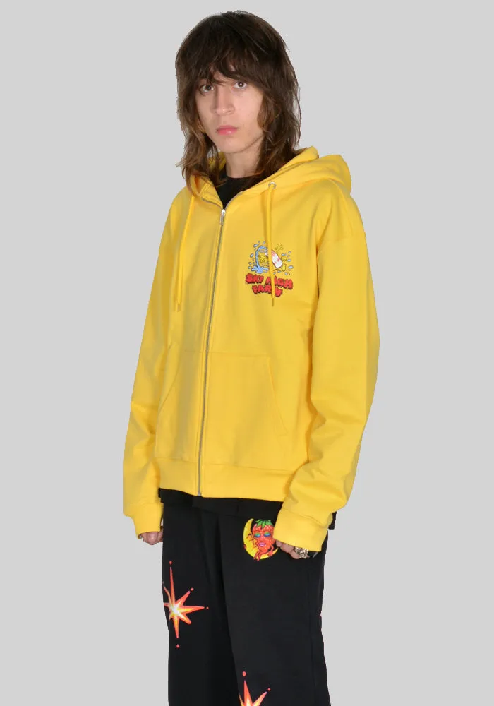 SKY HIGH FARM SHF03T023 SLIPPERY WHEN WET GRAPHIC ZIP SWEAT HOODIE YELLOW