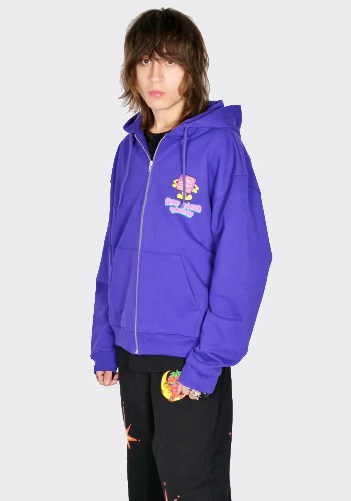 SKY HIGH FARM SHF03T041 SAFETY FIRST GRAPHIC ZIP SWEAT HOODIE PURPLE