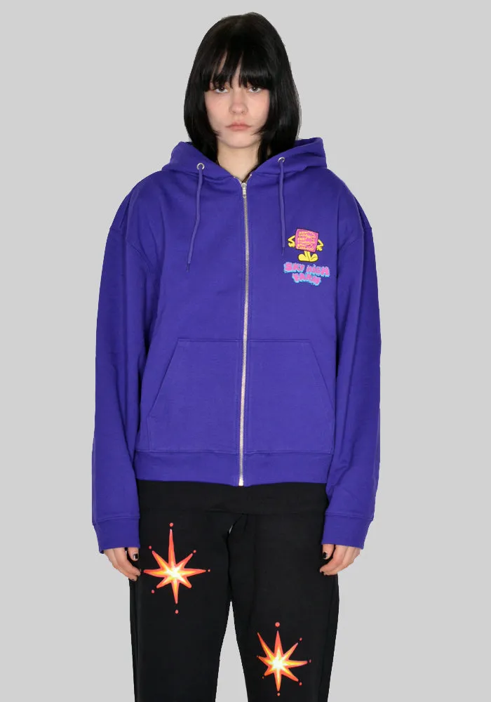 SKY HIGH FARM SHF03T041 SAFETY FIRST GRAPHIC ZIP SWEAT HOODIE PURPLE