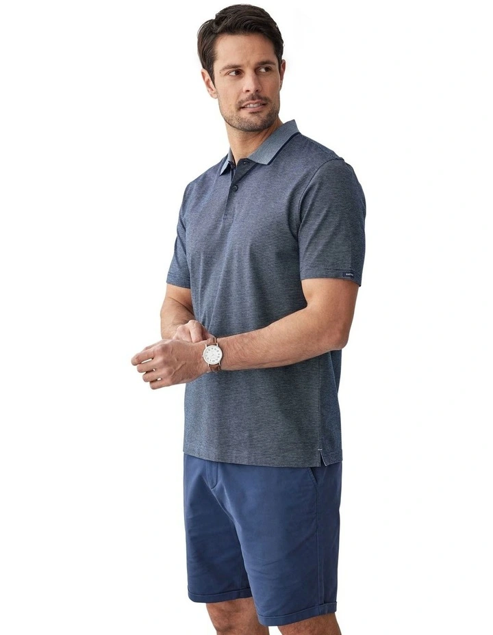 Smart Stripe Polo in Navy