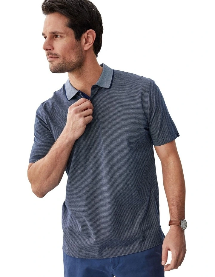 Smart Stripe Polo in Navy