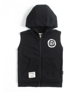 smiley patch hooded vest