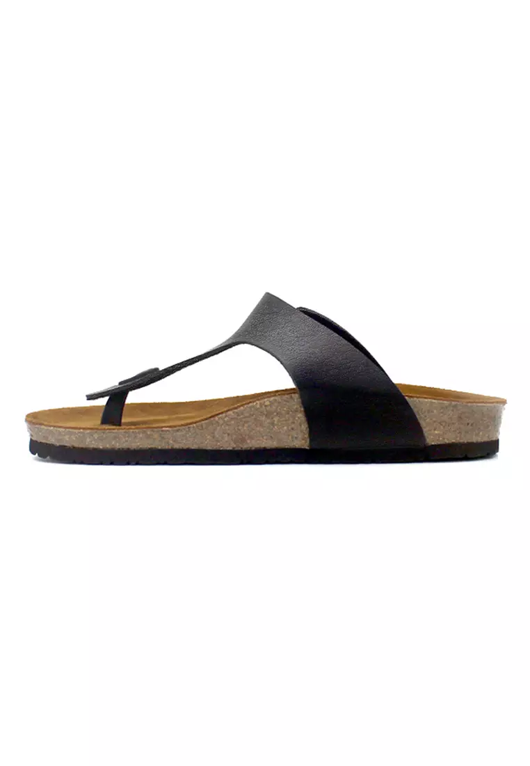 SoleSimple Rome - Black Leather Sandals & Flip Flops