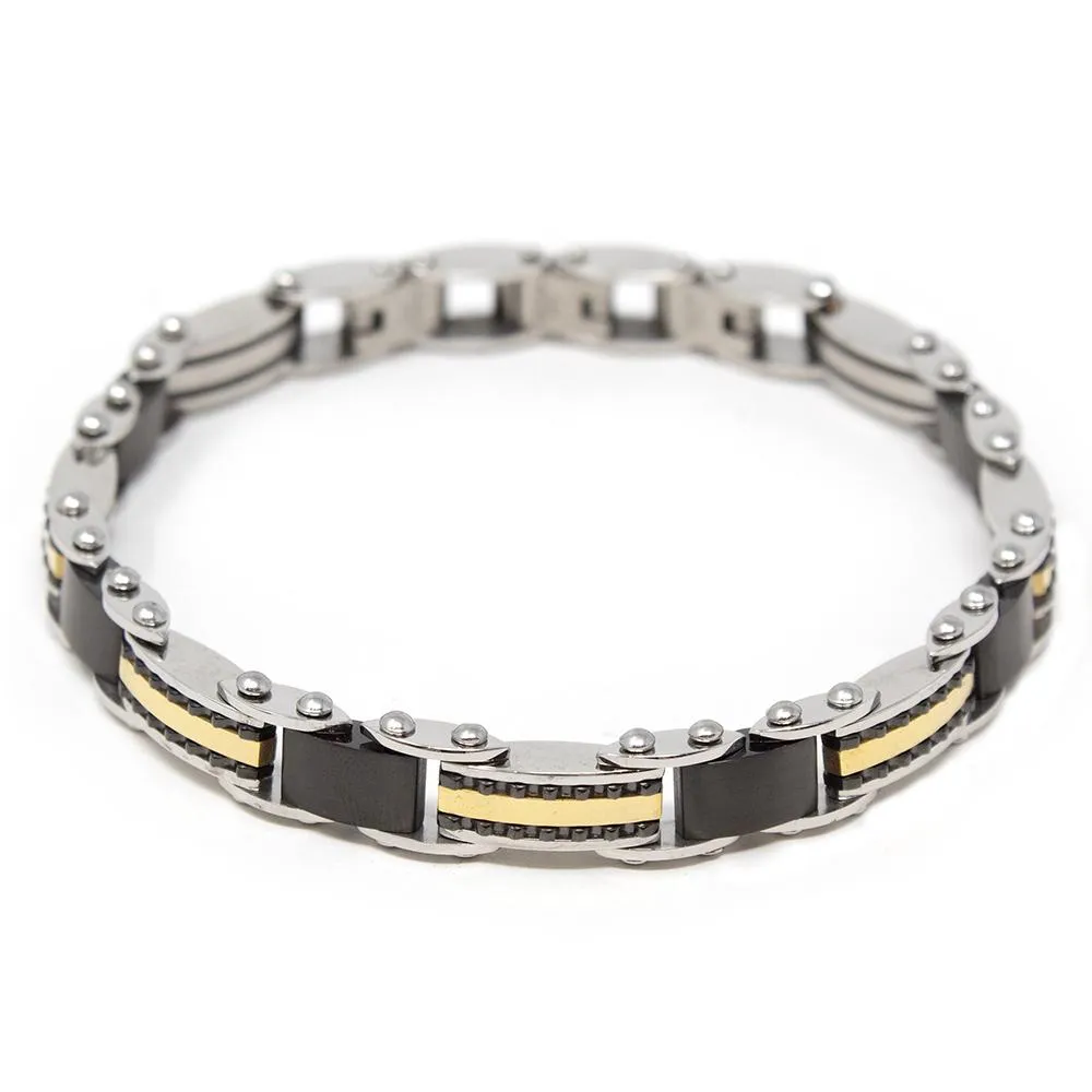 Stainless Steel Reversible Bracelet Black/Gold Ion Plated