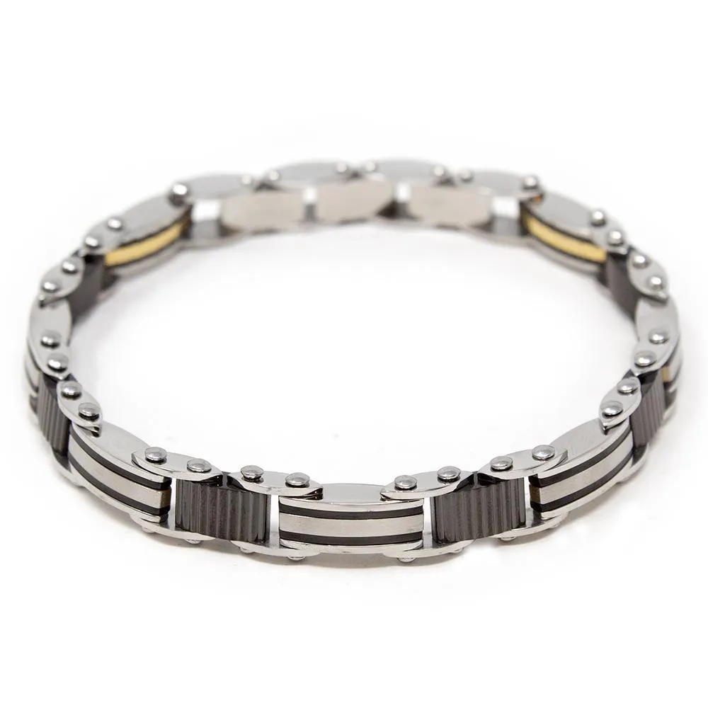 Stainless Steel Reversible Bracelet Black/Gold Ion Plated