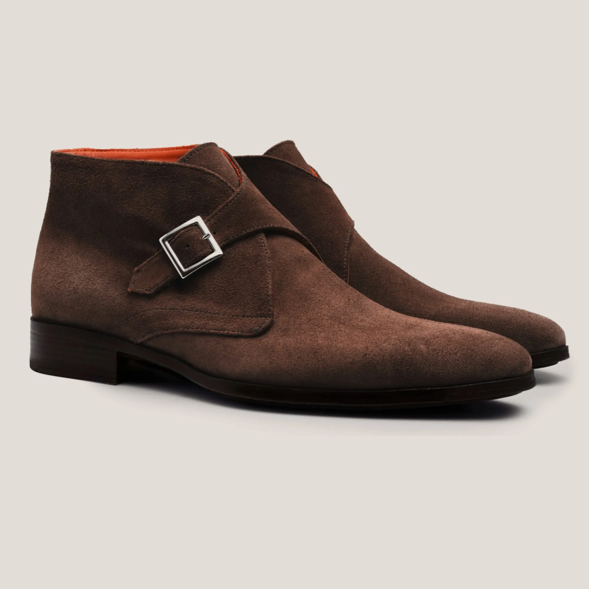 Stockholm Chocolate Brown Suede Monk Strap Boots