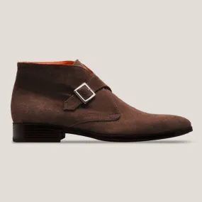 Stockholm Chocolate Brown Suede Monk Strap Boots