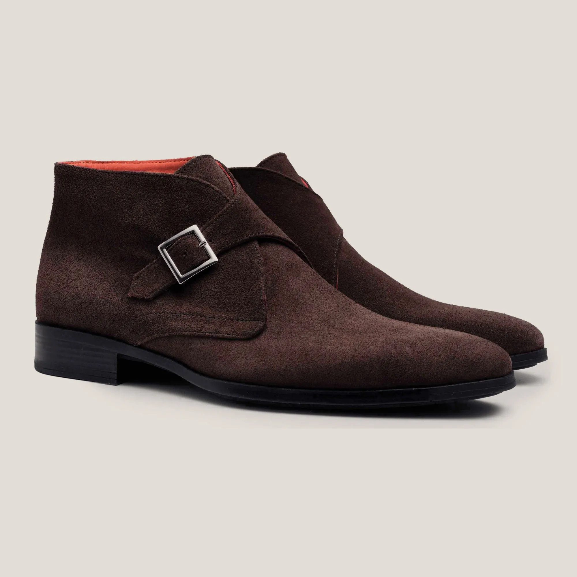 Stockholm Dark Brown Suede Monk Strap Boots